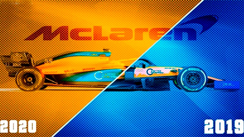 Сравните сами новый болид «Макларен» MCL35 с прошлогодней машиной Ф1