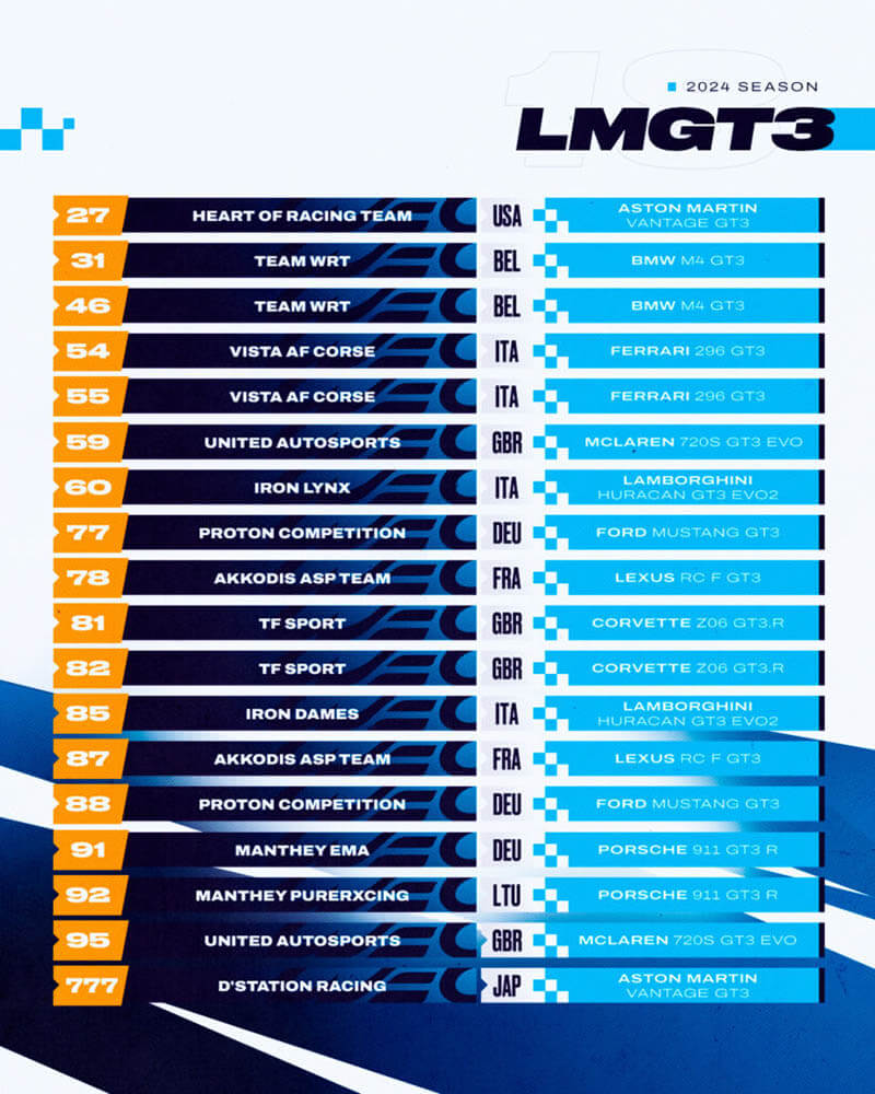 wec 2024 entry list lmgt3