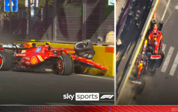 sainz perez ferrari red bull f1 crash baku