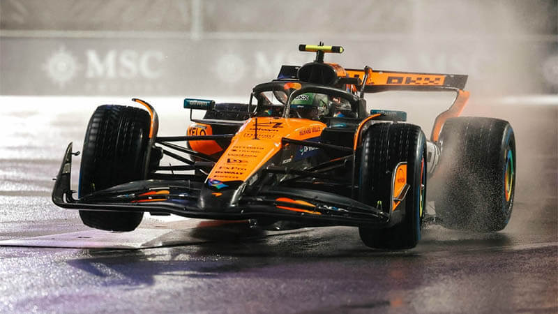 Норрис завоевал дождевой поул в Лас-Вегасе, Пиастри лишь 5-й