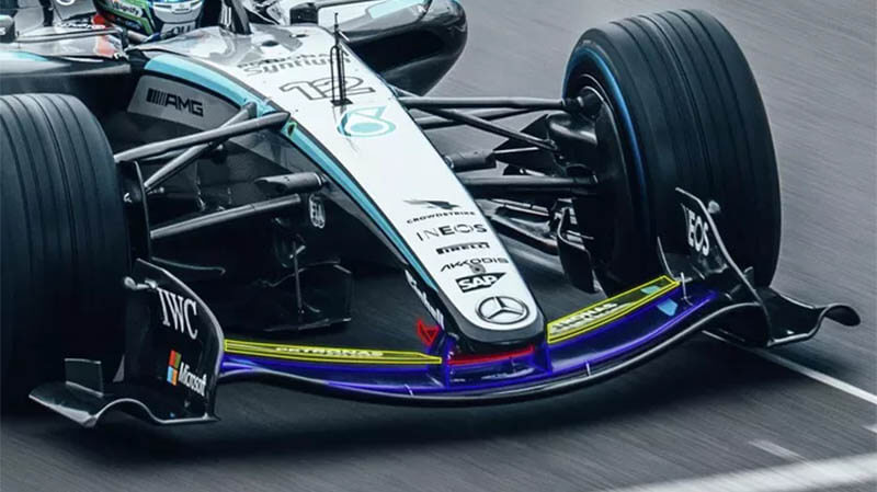 В Барселоне был представлен уникальный дизайн переднего крыла от «Mercedes» для 2026 года