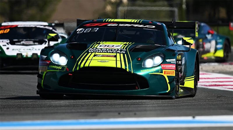 «Aston Martin» от «Comtoyou Racing» одержал неожиданную победу в драматичной первой гонке GTWC на Поль-Рикар