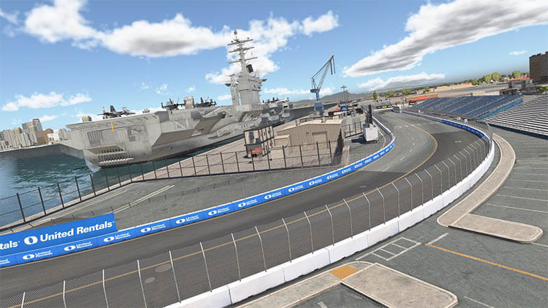 Первый взгляд: виртуальный круг по новой городской трассе NASCAR на военно-морской базе в Коронадо